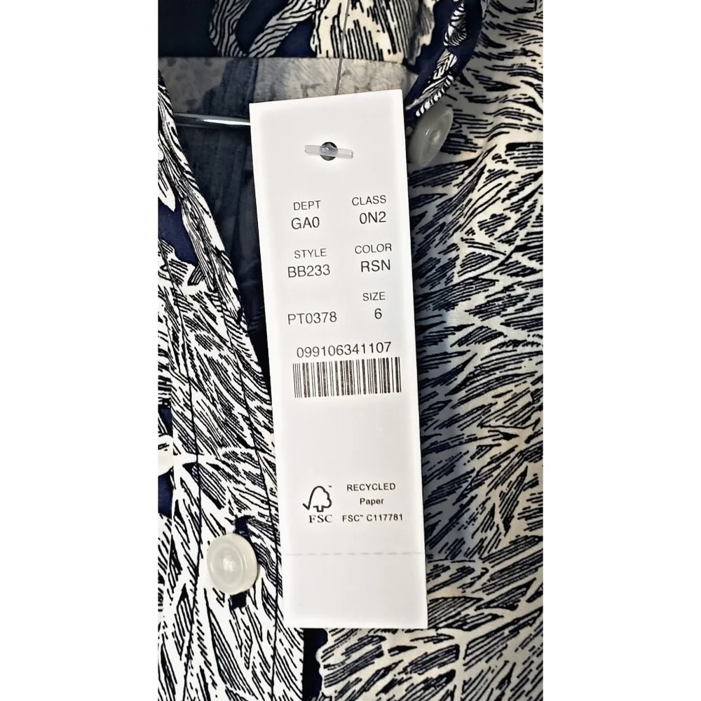 J. Crew Classic-fit collarless puff-sleeve shirt in Ratti® seashell print